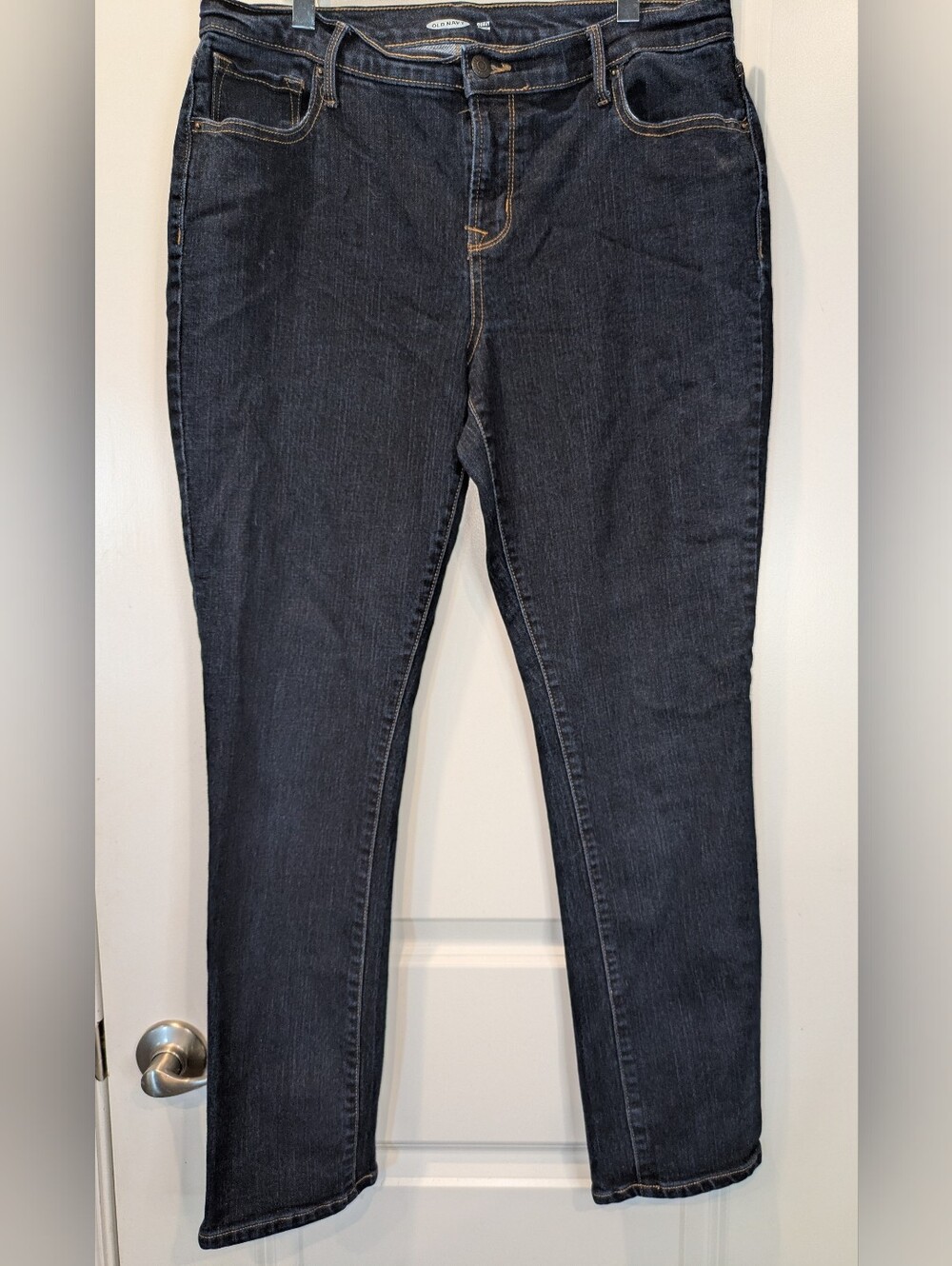 Old Navy Curvy Straight Jeans Women's 12 Dark Wash Mid Rise Stretch Denim